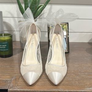 BELLA BELLE WEDDING HEELS - MATILDA Swiss dot Illusion Mesh Tulle Heels with Bow